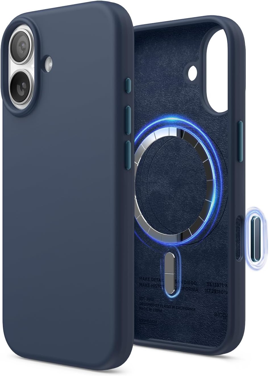 61Q0Ri1A2hL._AC_SL1500_ elago for iPhone 17 Case, Premium Magnetic Silicone Case, Compatible with MagSafe, Liquid Silicone Material, Protective Cover, Shockproof, Slim Phone, 6.3 inch (Jean Indigo)