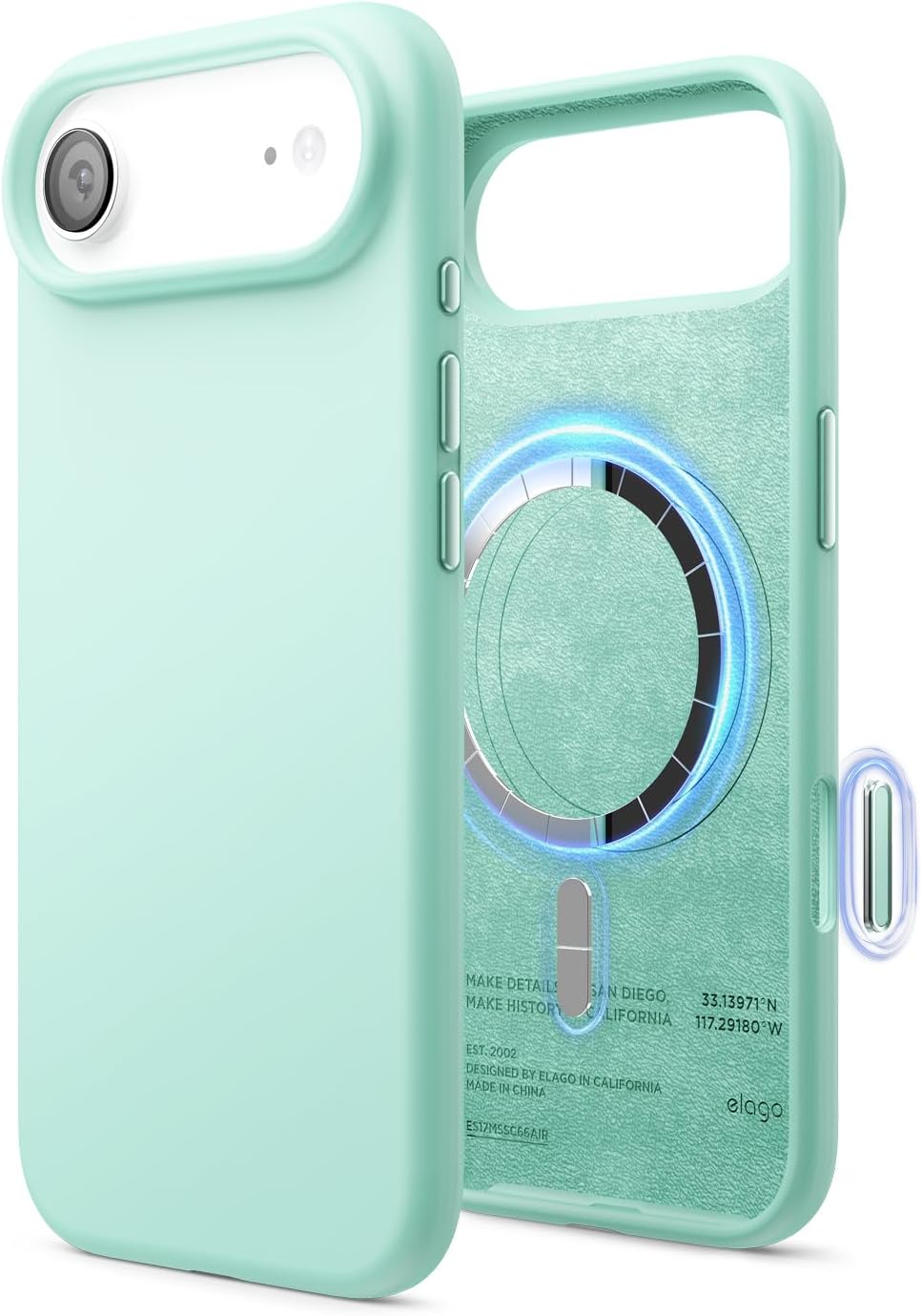 61Q7RUVfMCL._AC_SL1500_ elago for iPhone Air Case, Premium Magnetic Silicone Case, Compatible with MagSafe, Liquid Silicone Material, Protective Cover, Shockproof, Slim Phone, 6.5 inch (Aqua Sky)
