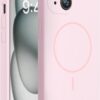 Miracase Magnetic for iPhone 15 Plus Case, [Soft Anti-Scratch Microfiber Lining], Compatible with MagSafe, Liquid Silicone Shockproof Drop Protection Phone Case for 15 Plus, Sand Pink