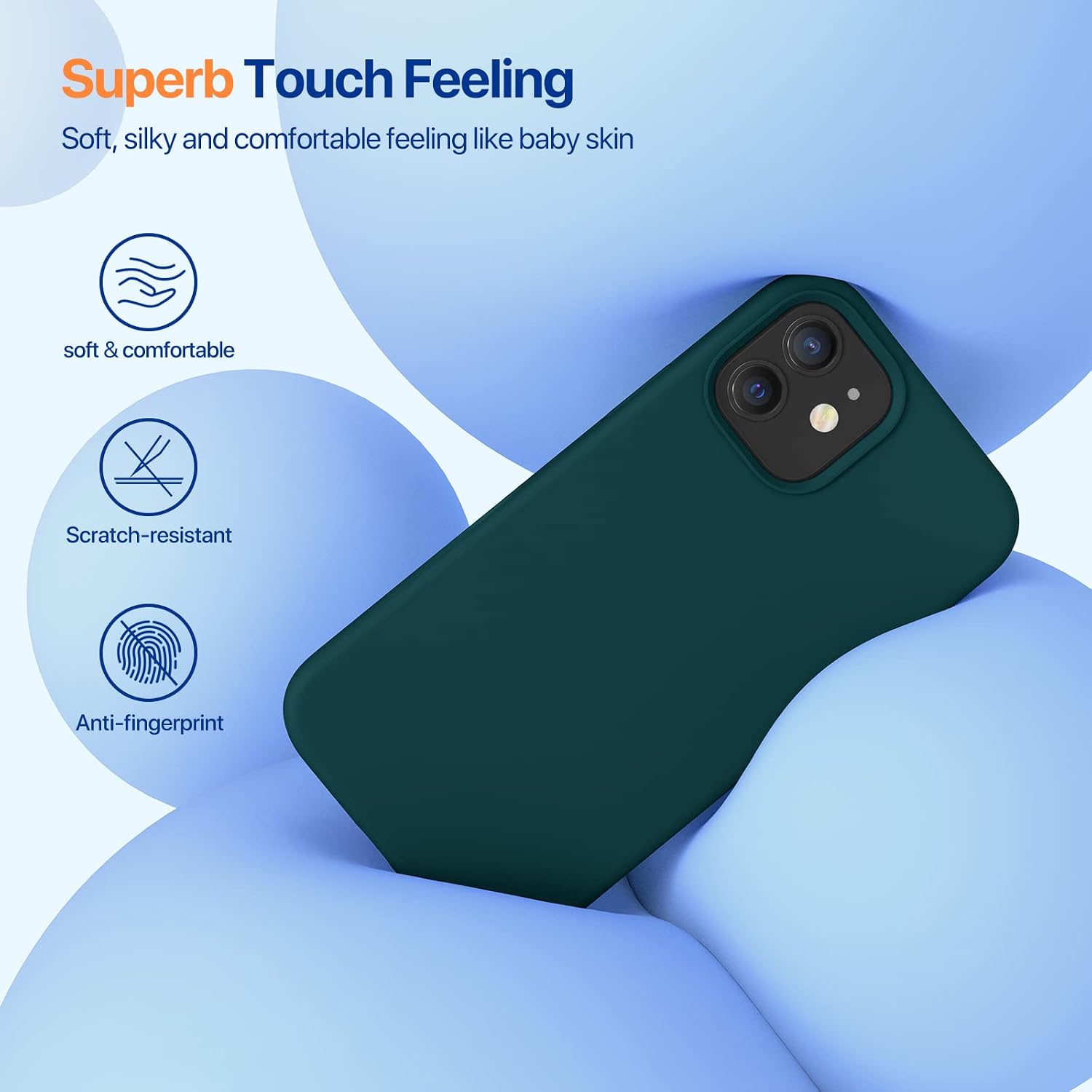 61RGzJoQP9L._AC_SL1500_ Miracase Compatible with iPhone 12 Case and iPhone 12 Pro Case, Liquid Silicone Gel Rubber Full Body Protection Shockproof Drop Protection Phone Case for iPhone 12/12 Pro 6.1 inch, Teal