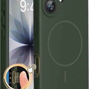 Miracase Magnetic for iPhone 17 Case, Compatible with MagSafe, Integrated Silicone Camera Control Cover, 3.0mm Thicken Shockproof Drop Protection Phone Case for 17,Dark Green