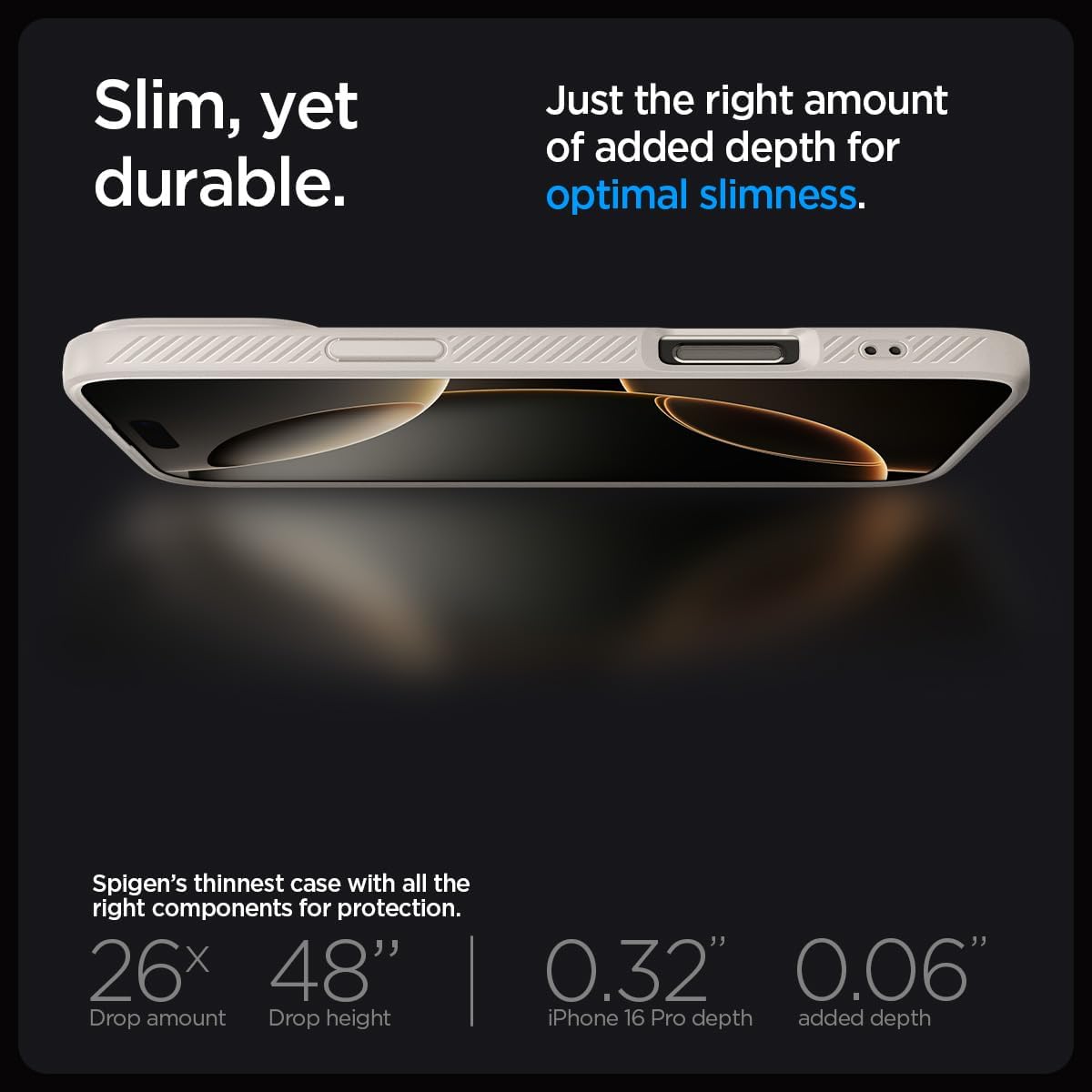 Spigen Liquid Air Designed for iPhone 16 Pro Case [NOT Compatible with MagSafe], [Military-Grade Protection] - Natural Titanium