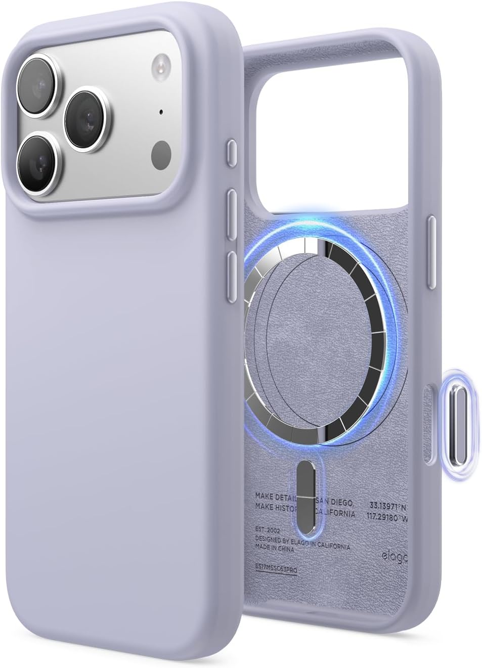 61RzC-GuUYL._AC_SL1500_ elago for iPhone 17 Pro Case, Premium Magnetic Silicone Case, Compatible with MagSafe, Liquid Silicone Material, Protective Cover, Shockproof, Slim Phone, 6.3 inch (Purple)