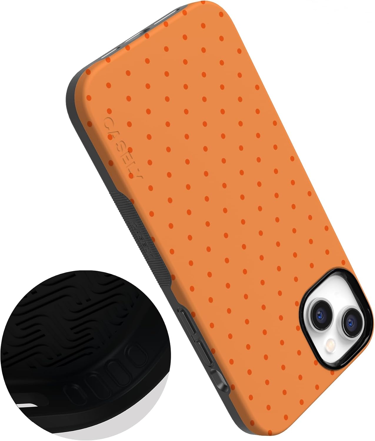 61S77cFrPoL._AC_SL1500_ Casely iPhone 14 Case | On the Dot | Orange Polka Dot | Bold Protective Design | Compatible with MagSafe