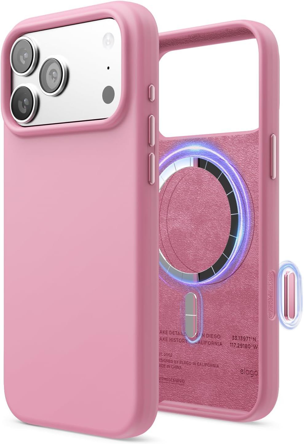 61SDwnevUNL._AC_SL1500_ elago for iPhone 17 Pro Max Case, Premium Magnetic Silicone Case, Compatible with MagSafe, Liquid Silicone Material, Protective Cover, Shockproof, Slim Phone, 6.9 inch (Hot Pink)