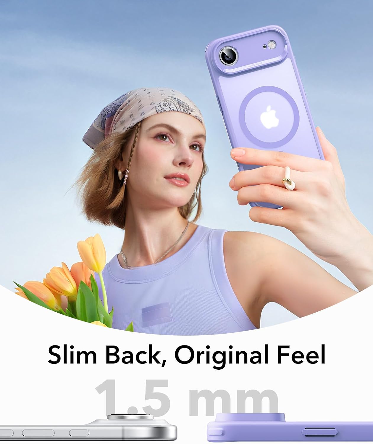 ESR for iPhone Air Case, Camera Control Cover, Compatible with MagSafe, Shockproof Military-Grade Protection, Magnetic Phone Case for iPhone Air, Classic Hybrid Case, Frosted Purple
