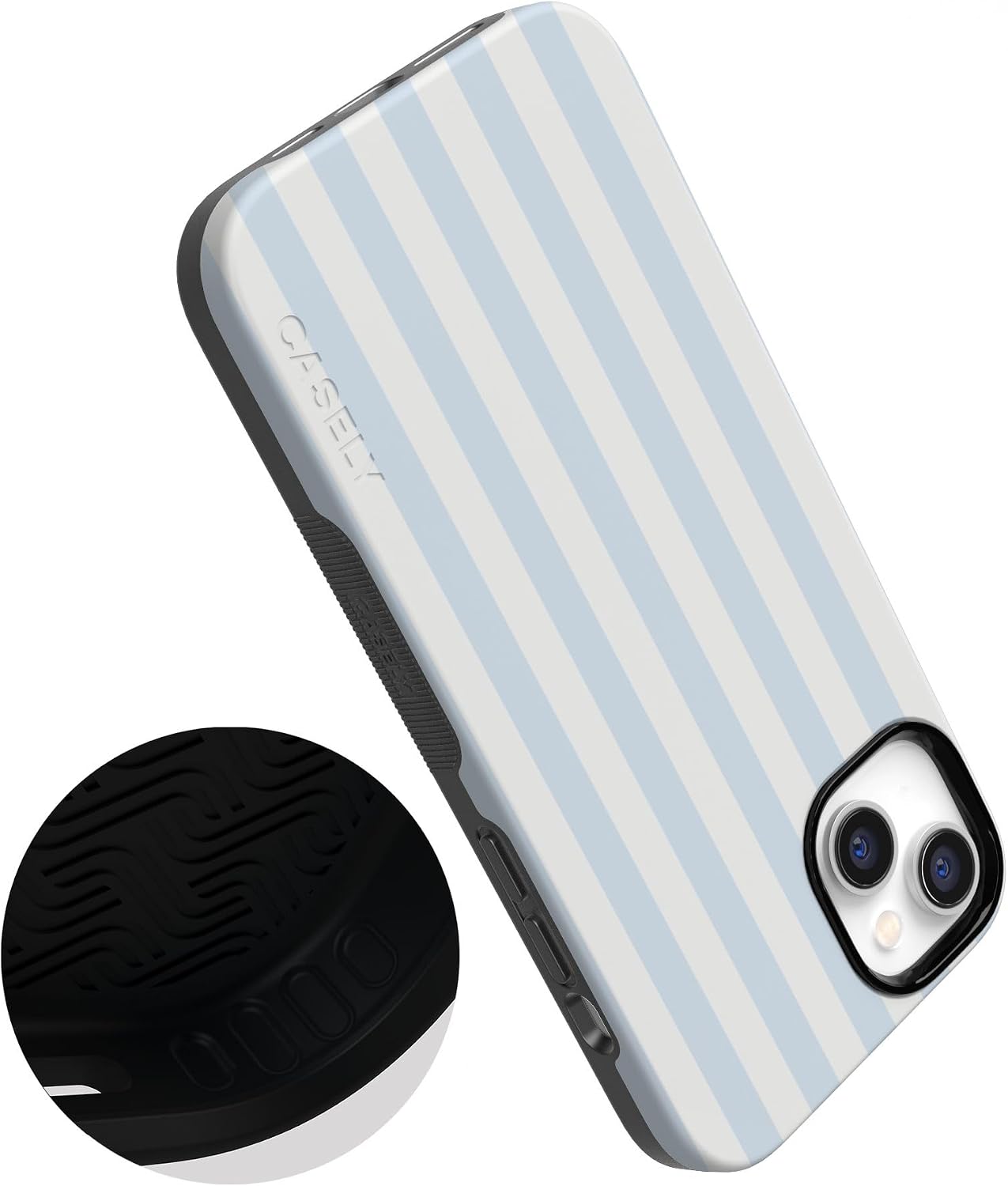 61SO46VW3hL._AC_SL1500_ Casely iPhone 14 Case | Blue Stripes | Sunday Best | Bold Protective Design | Compatible with MagSafe