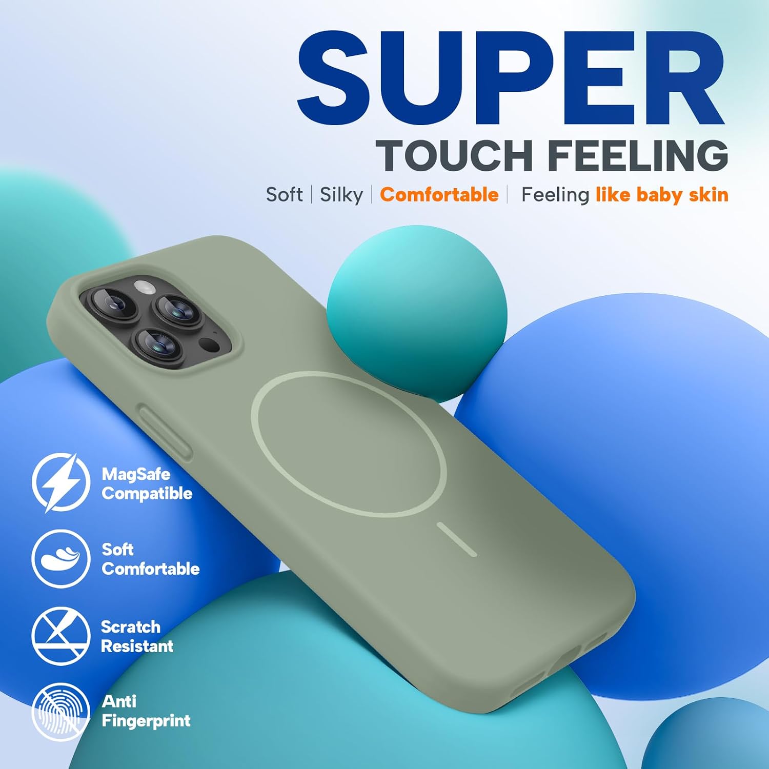 Miracase Magnetic for iPhone 13 Pro Max Case, [Soft Anti-Scratch Microfiber Lining], Compatible with MagSafe, Liquid Silicone Shockproof Drop Protection Phone Case for 13 Pro Max, Patina Green