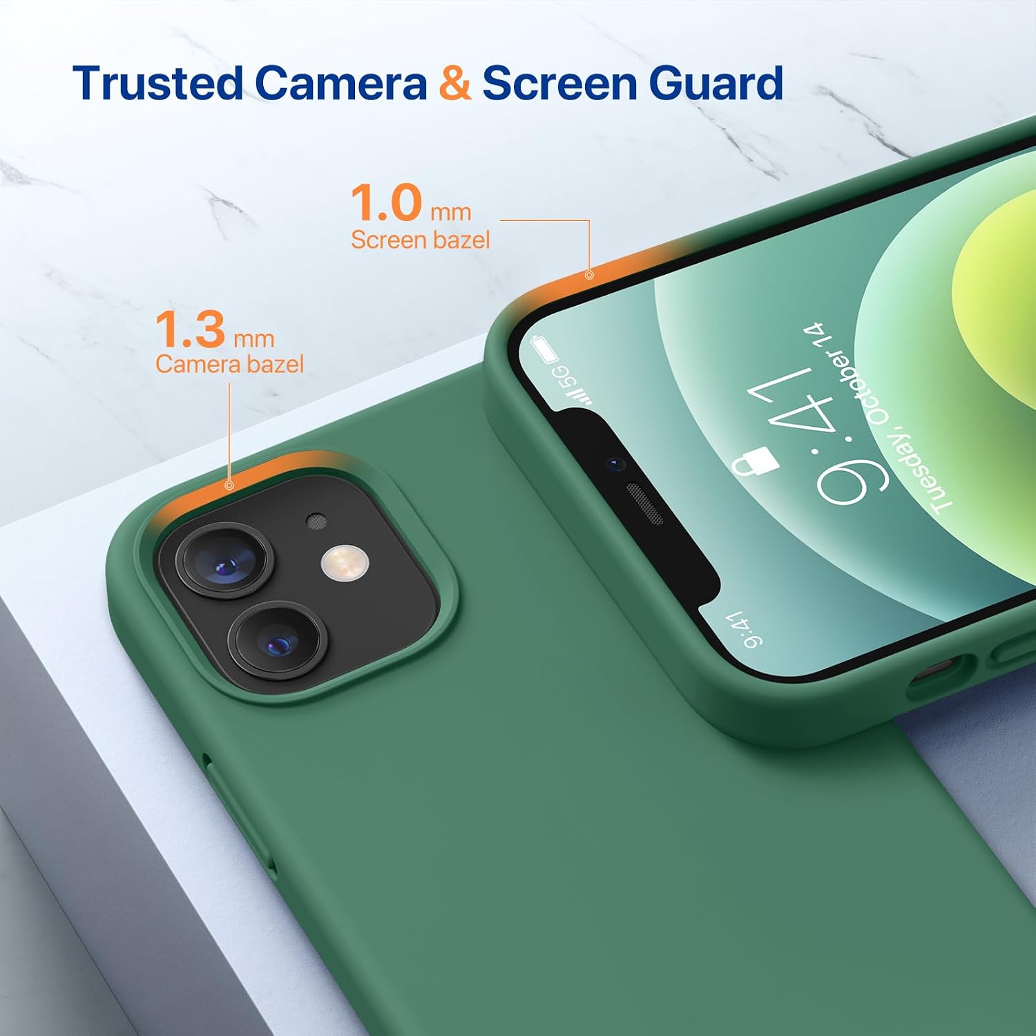 61Sel6DQgpL._AC_SL1500_ Miracase Compatible with iPhone 12 Case and iPhone 12 Pro Case, Liquid Silicone Gel Rubber Full Body Protection Shockproof Drop Protection Phone Case for iPhone 12/12 Pro 6.1 inch, Acacia Green