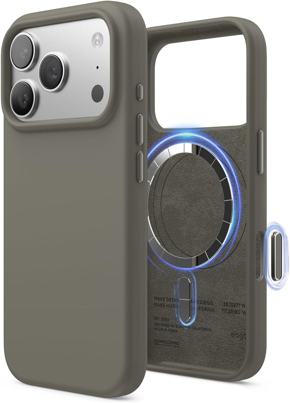 61SepMVpE-L._AC_SL1500_ elago for iPhone 17 Pro Case, Premium Magnetic Silicone Case, Compatible with MagSafe, Liquid Silicone Material, Protective Cover, Shockproof, Slim Phone, 6.3 inch (Medium Grey)