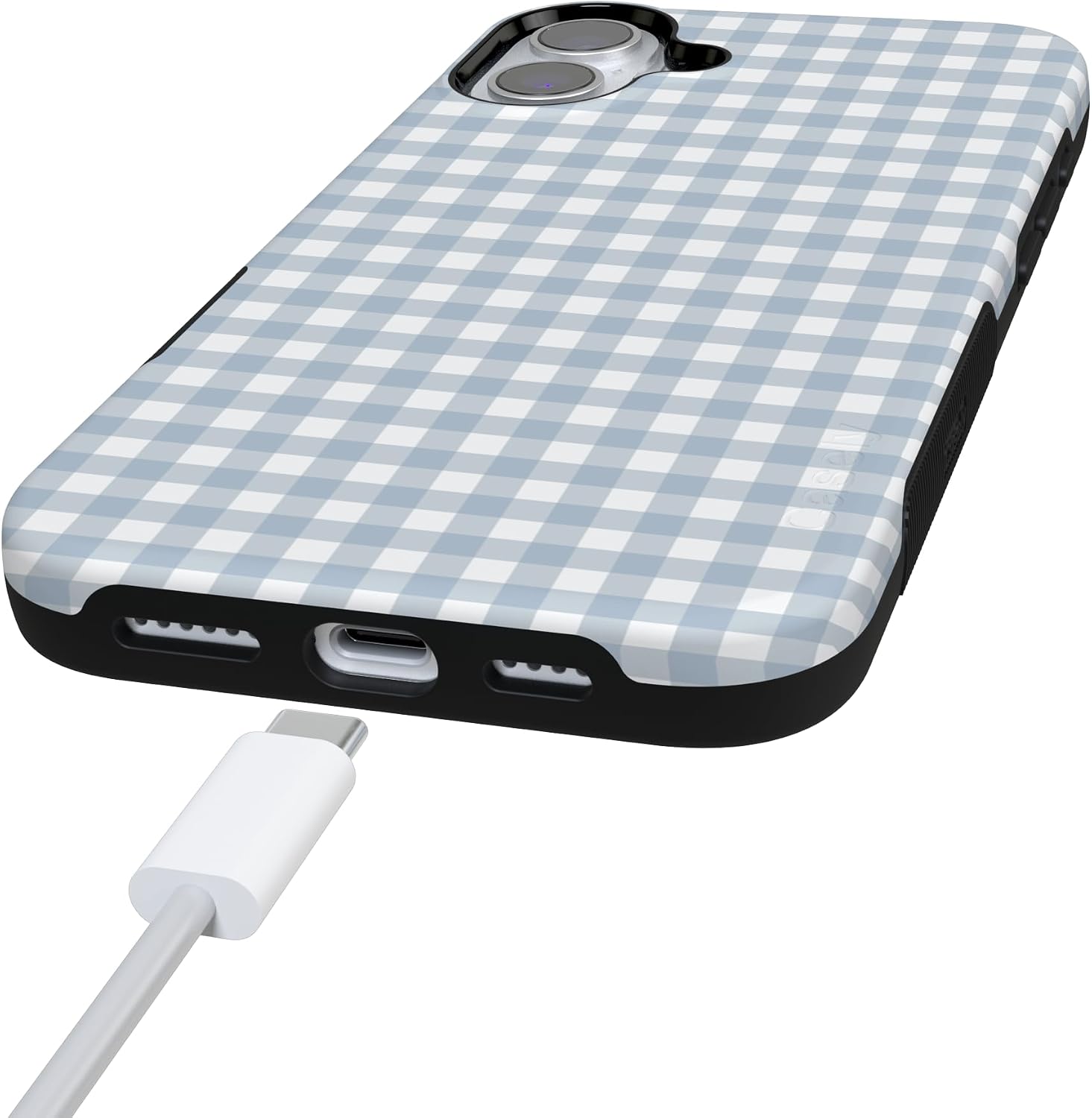 Casely iPhone 16 Case | Pastel Picnic | Blue Gingham | Bold Protective Design | Compatible with MagSafe