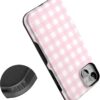 61SutzFFNGL._AC_SL1500_ Casely iPhone 15 Plus Case | Pink Plaid | Sunday Best | Bold Protective Design | Compatible with MagSafe