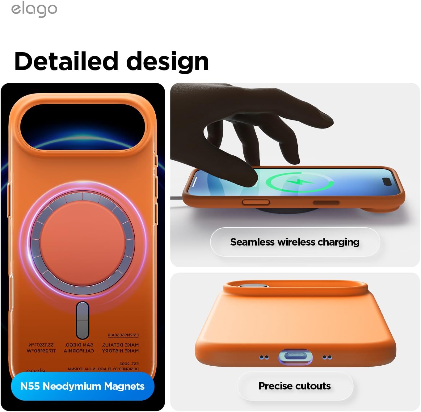 61TBj5TysQL._AC_SL1500_ elago for iPhone Air Case, Premium Magnetic Silicone Case, Compatible with MagSafe, Liquid Silicone Material, Protective Cover, Shockproof, Slim Phone, 6.5 inch (Orange)