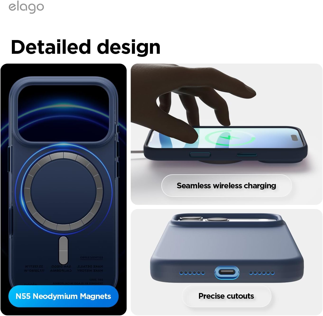 elago for iPhone 17 Pro Max Case, Premium Magnetic Silicone Case, Compatible with MagSafe, Liquid Silicone Material, Protective Cover, Shockproof, Slim Phone, 6.9 inch (Jean Indigo)