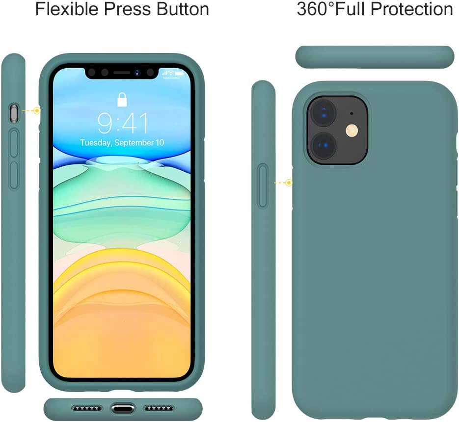 61ToV7uYu7L._AC_SL1001_ Miracase Designed for iPhone 11 Phone Case, with Screen Protector, Liquid Silicone Gel Rubber Drop Protection Shockproof Cover Phone Case for iPhone 11, Midnight Green
