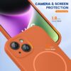 Miracase Magnetic for iPhone 14 Case, [Soft Anti-Scratch Microfiber Lining], Compatible with MagSafe, Liquid Silicone Case Shockproof Drop Protection Phone Case for 14, Orange