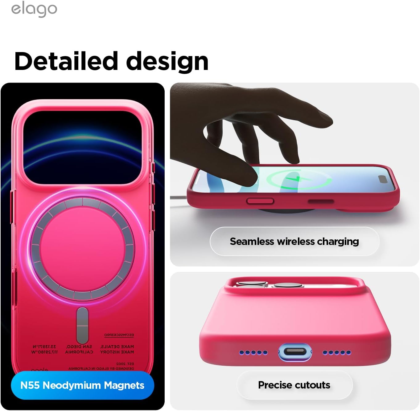 61U7ou5SacL._AC_SL1500_ elago for iPhone 17 Pro Case, Premium Magnetic Silicone Case, Compatible with MagSafe, Liquid Silicone Material, Protective Cover, Shockproof, Slim Phone, 6.3 inch (Ice Red)