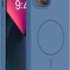 Miracase Designed for iPhone 13 Case, [Soft Anti-Scratch Microfiber Lining], Shockproof Liquid Silicone Rubber Phone Case Cover for 13 6.1 inch, Glass Blue