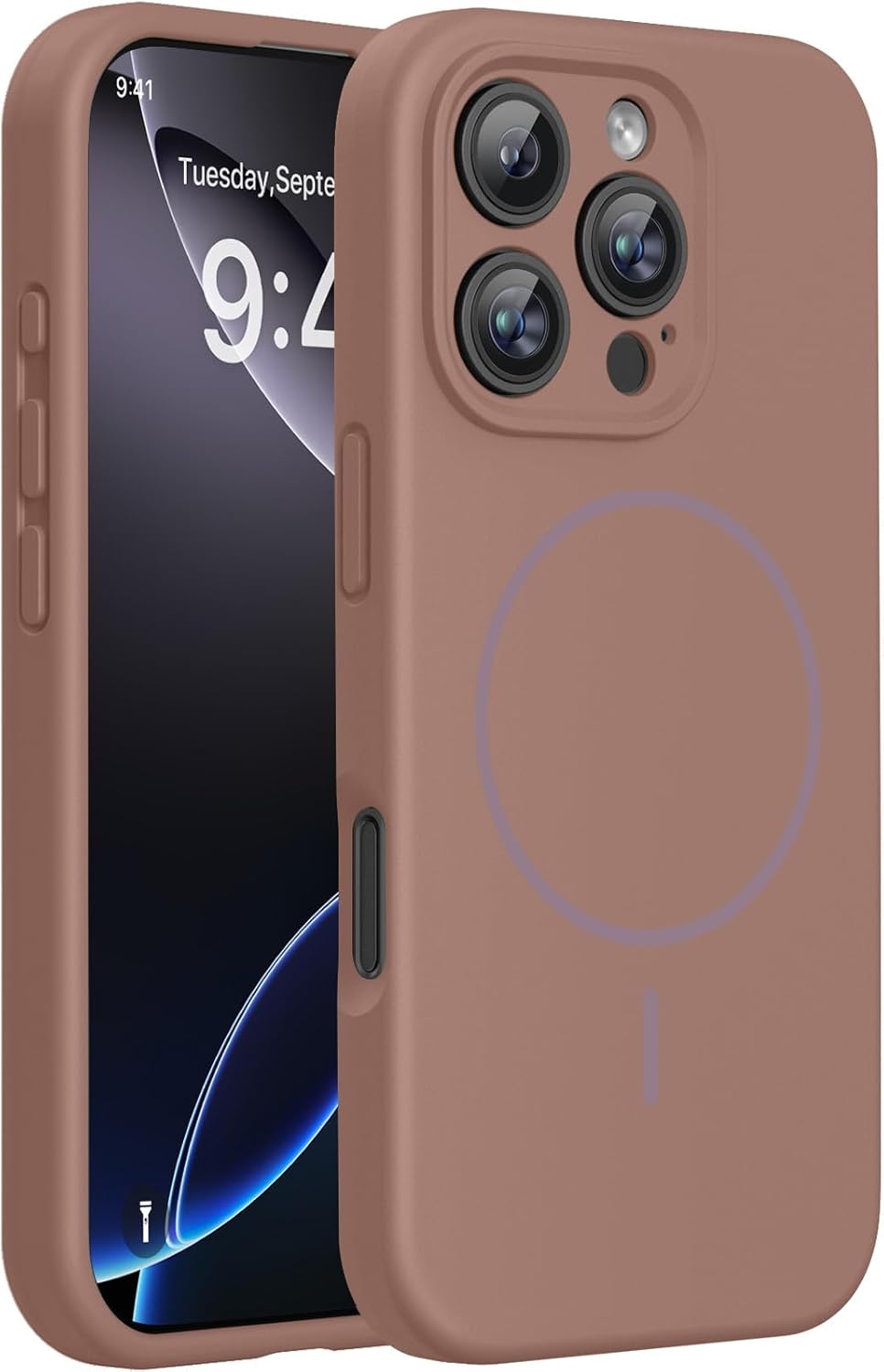 Miracase Magnetic for iPhone 16 Pro Max Case, [Soft Anti-Scratch Microfiber Lining], Compatible with MagSafe, Liquid Silicone Case Shockproof Drop Protection Phone Case for 16 ProMax,Chocolate