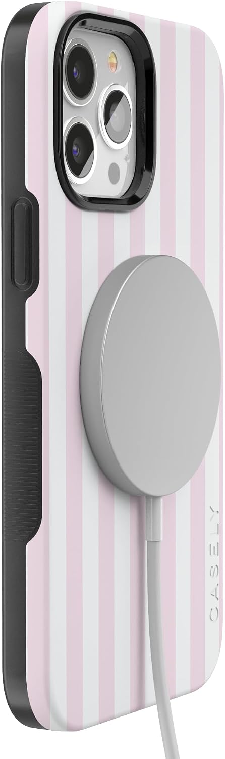 61UYDfwnPRL._AC_SL1500_ Casely iPhone 13 Pro Case | Sunday Best | Pink Stripes | Bold Protective Design | Compatible with MagSafe