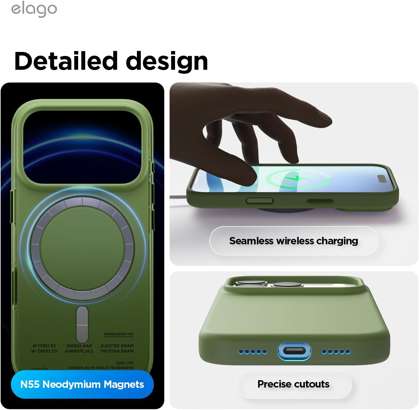 61UYHJgq54L._AC_SL1500_ elago for iPhone 17 Pro Case, Premium Magnetic Silicone Case, Compatible with MagSafe, Liquid Silicone Material, Protective Cover, Shockproof, Slim Phone, 6.3 inch (Cedar Green)