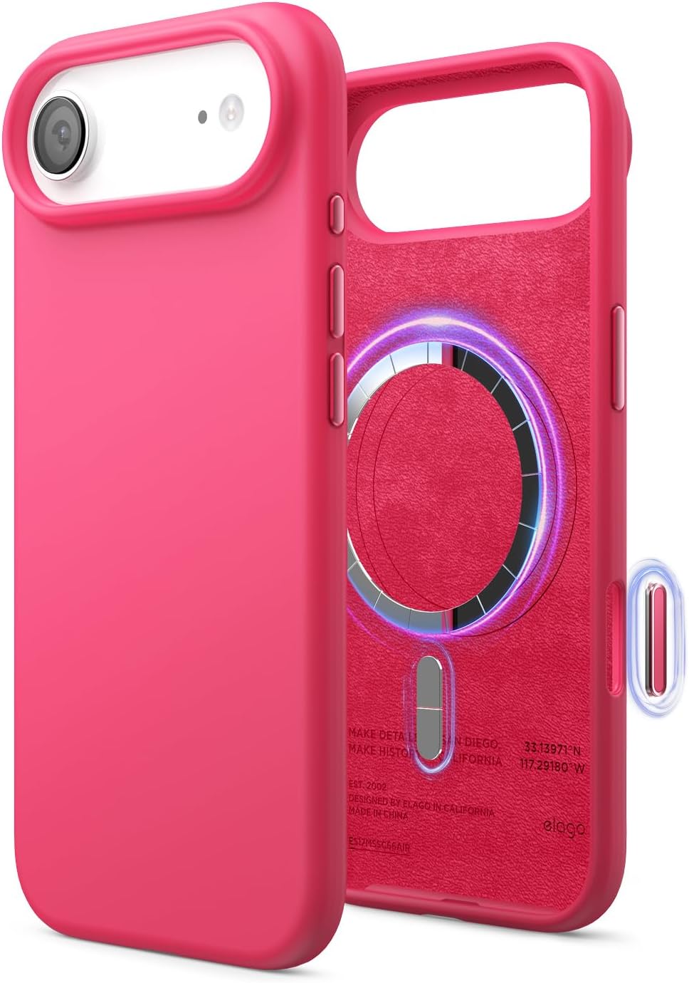 61Ua8X3s3sL._AC_SL1500_ elago for iPhone Air Case, Premium Magnetic Silicone Case, Compatible with MagSafe, Liquid Silicone Material, Protective Cover, Shockproof, Slim Phone, 6.5 inch (Ice Red)
