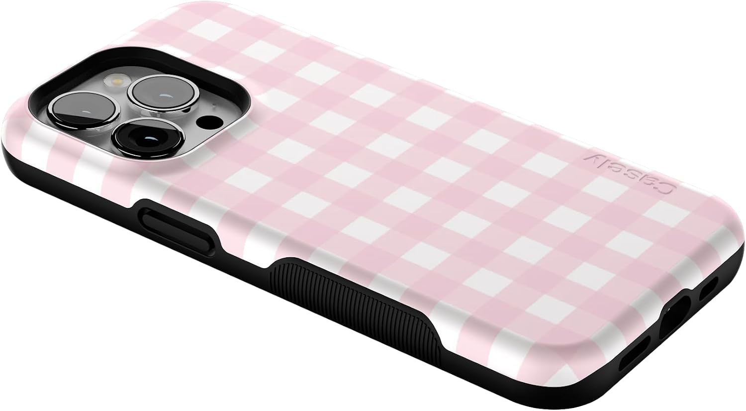 Casely iPhone 13 Pro Case | Sunday Best | Pink Gingham | Bold Protective Design | Compatible with MagSafe