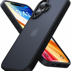 Eastinbox for iPhone 16 Case [16FT Military Grade Shockproof], Anti-Slip Anti-Scratch, Slim Translucent Frosted Matte Protective Cover, i Phone 16 Phone Case 6.1", Black
