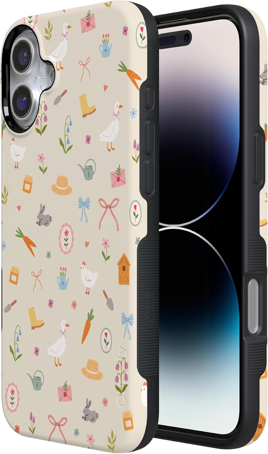 61V3fYjC5IL._AC_SL1500_ Casely iPhone 16 Plus Case | Hoppy Garden | Spring Things | Bold Protective Design | Compatible with MagSafe