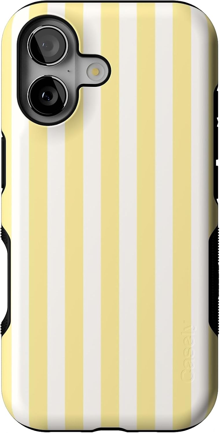 61VG8bHZ7BL._AC_SL1500_ Casely iPhone 17 Case | Butter Yellow Stripes | Sunday Best | Bold Protective Design | Compatible with MagSafe