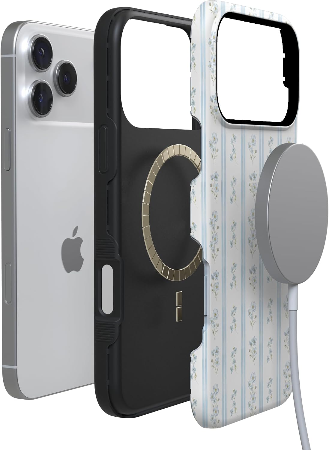 61VHhnjCg0L._AC_SL1500_ Casely iPhone 17 Pro Max Case | Cottage Stripe | Blue Floral | Bold Protective Design | Compatible with MagSafe