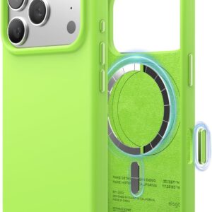 61VQPwP-lTL._AC_SL1500_ elago for iPhone 17 Pro Case, Premium Magnetic Silicone Case, Compatible with MagSafe, Liquid Silicone Material, Protective Cover, Shockproof, Slim Phone, 6.3 inch (Lime Green)