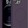 Miracase Magnetic for iPhone 12 Pro Max Case, [Soft Anti-Scratch Microfiber Lining], Compatible with MagSafe, Liquid Silicone Case Shockproof Drop Protection Phone Case for 12 ProMax,Dark Purple