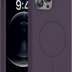 Miracase Magnetic for iPhone 12 Pro Max Case, [Soft Anti-Scratch Microfiber Lining], Compatible with MagSafe, Liquid Silicone Case Shockproof Drop Protection Phone Case for 12 ProMax,Dark Purple