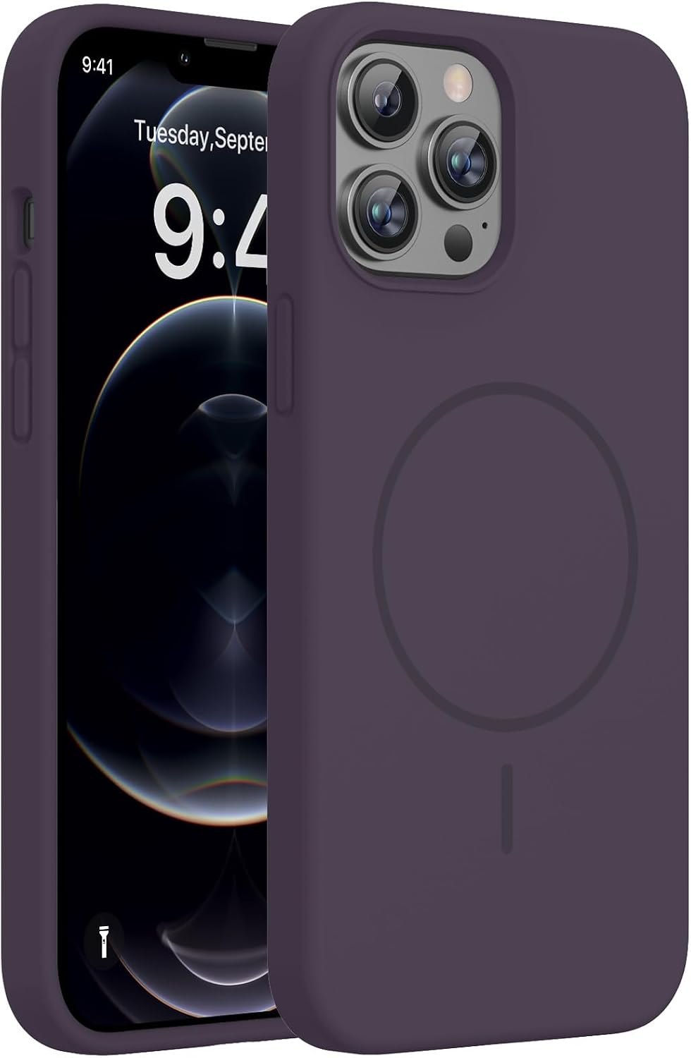 Miracase Magnetic for iPhone 12 Pro Max Case, [Soft Anti-Scratch Microfiber Lining], Compatible with MagSafe, Liquid Silicone Case Shockproof Drop Protection Phone Case for 12 ProMax,Dark Purple