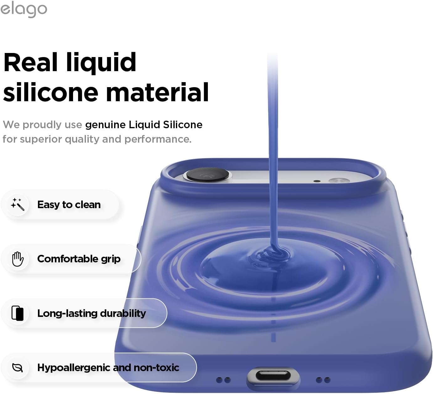61VeyBDHhjL._AC_SL1500_ elago for iPhone Air Case, Premium Magnetic Silicone Case, Compatible with MagSafe, Liquid Silicone Material, Protective Cover, Shockproof, Slim Phone, 6.5 inch (Cobalt Blue)