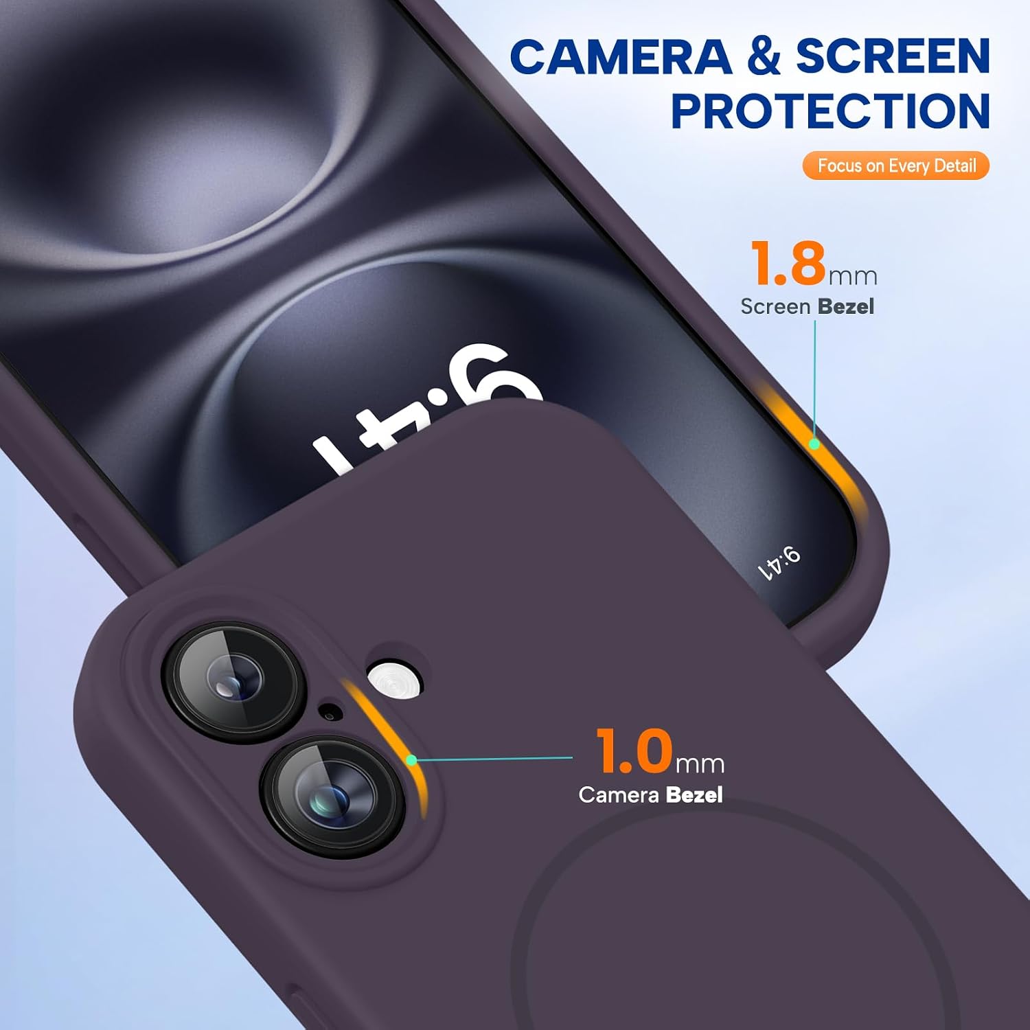 Miracase Compatible with iPhone 16 Case, [Soft Anti-Scratch Microfiber Lining], Compatible with MagSafe, Liquid Silicone Case Shockproof Drop Protection Phone Case for 16,Dark Purple