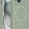 Miracase Compatible with iPhone 15 Case, [Soft Anti-Scratch Microfiber Lining], Liquid Silicone Case Gel Rubber Shockproof Drop Protection Phone Case for iPhone 15, Patina Green