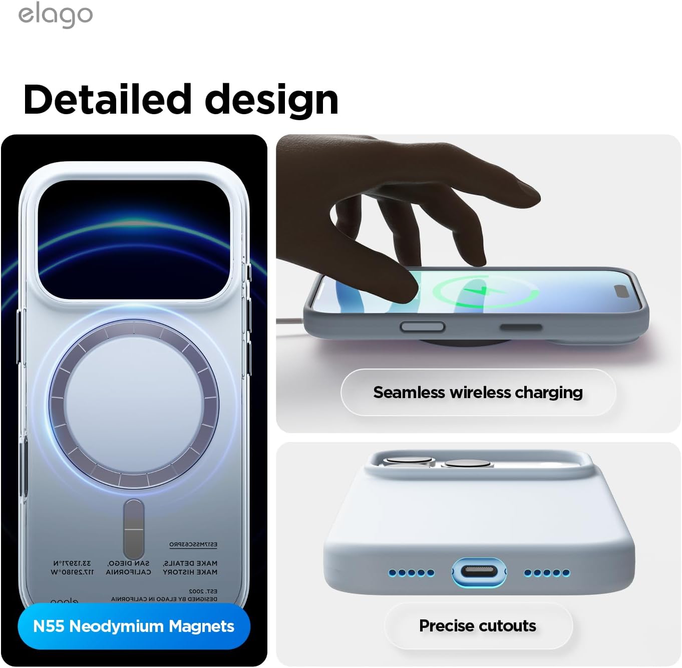elago for iPhone 17 Pro Case, Premium Magnetic Silicone Case, Compatible with MagSafe, Liquid Silicone Material, Protective Cover, Shockproof, Slim Phone, 6.3 inch (Light Blue)