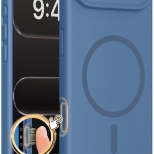 Miracase Magnetic for iPhone Air Case, Compatible with MagSafe, Integrated Silicone Camera Control Cover, 3.0mm Thicken Shockproof Drop Protection Phone Case for 17 Air,Glass Blue