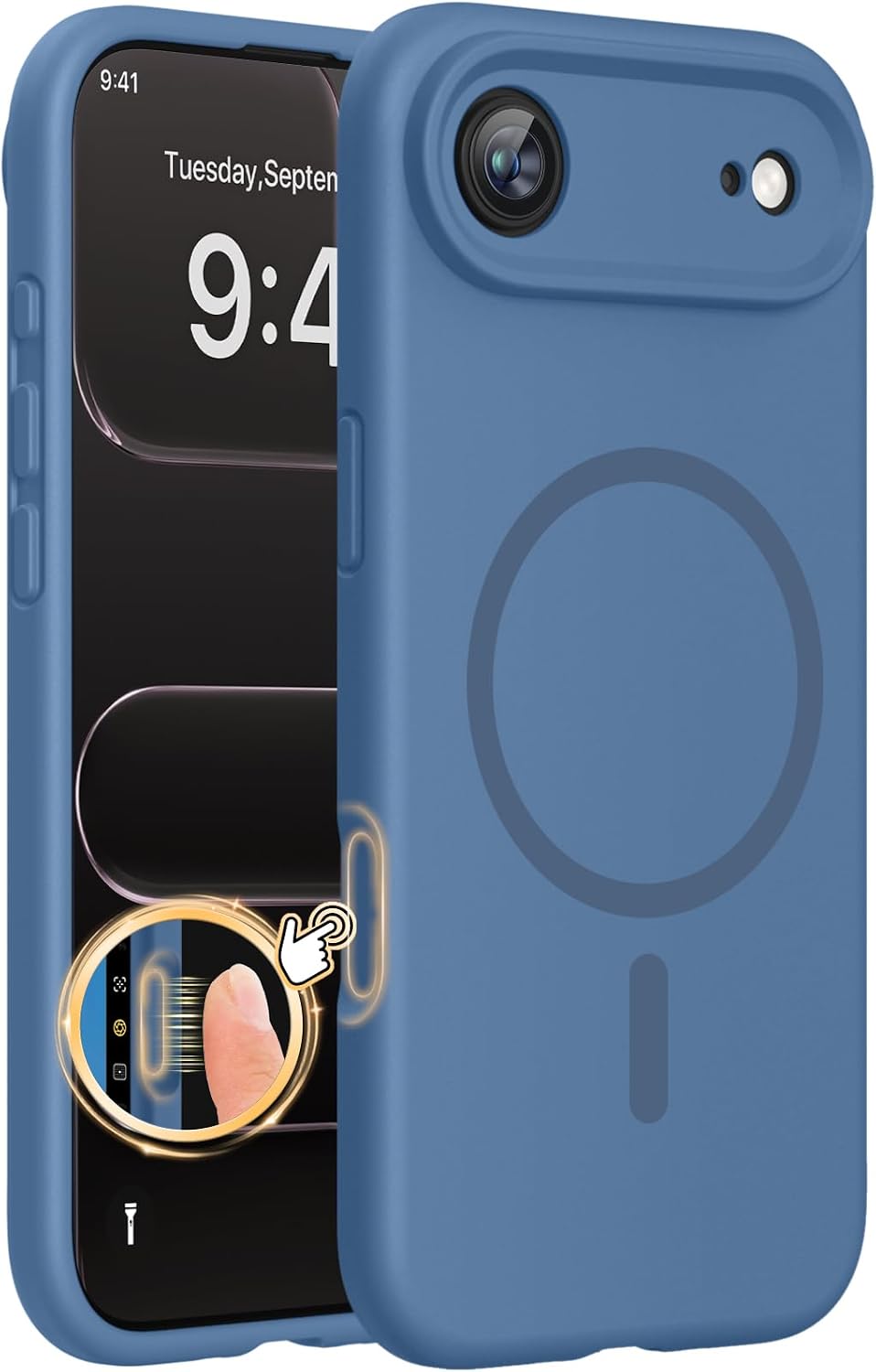 61WCMQ989DL._AC_SL1500_ Miracase Magnetic for iPhone Air Case, Compatible with MagSafe, Integrated Silicone Camera Control Cover, 3.0mm Thicken Shockproof Drop Protection Phone Case for 17 Air,Glass Blue