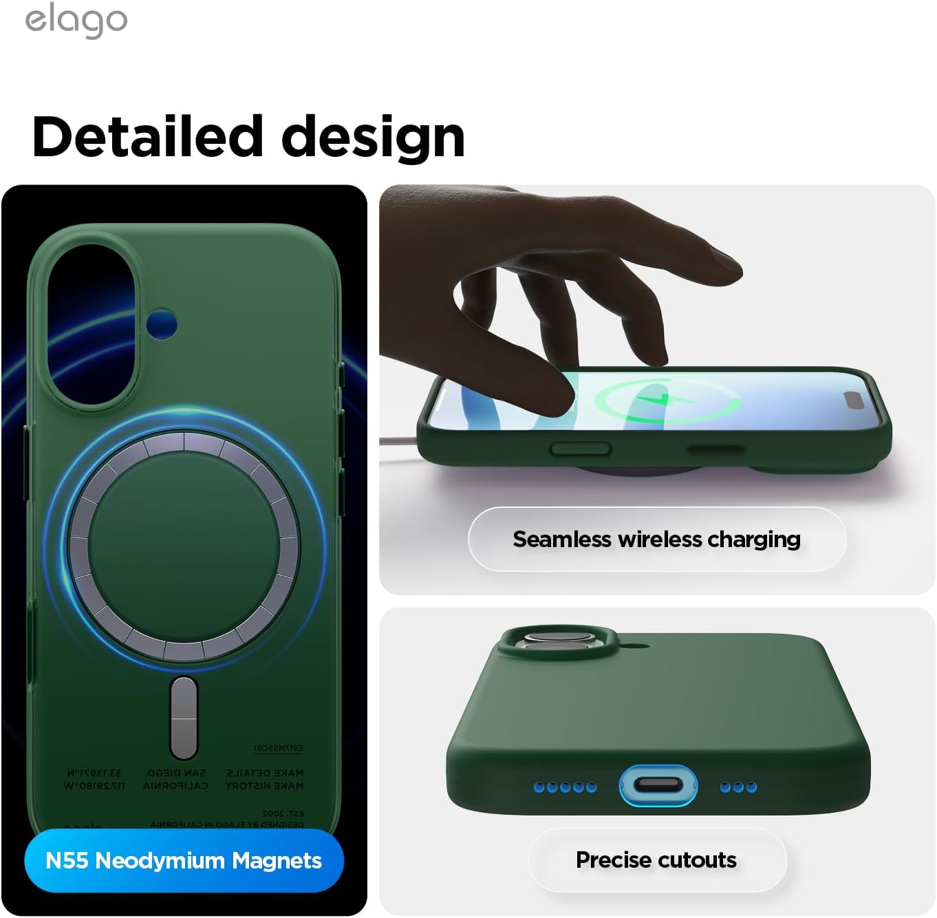 61WDHbj7GSL._AC_SL1500_ elago for iPhone 17 Case, Premium Magnetic Silicone Case, Compatible with MagSafe, Liquid Silicone Material, Protective Cover, Shockproof, Slim Phone, 6.3 inch (Alpine Green)