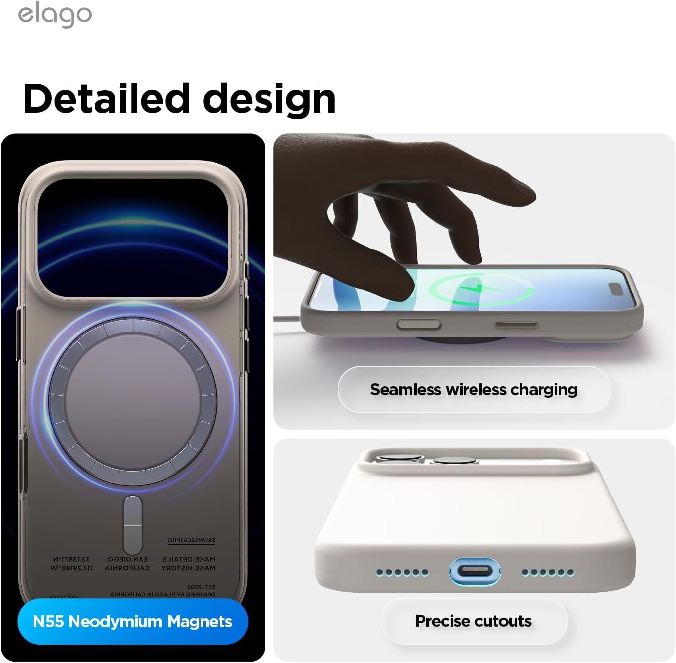 elago for iPhone 17 Pro Max Case, Premium Magnetic Silicone Case, Compatible with MagSafe, Liquid Silicone Material, Protective Cover, Shockproof, Slim Phone, 6.9 inch (Stone)
