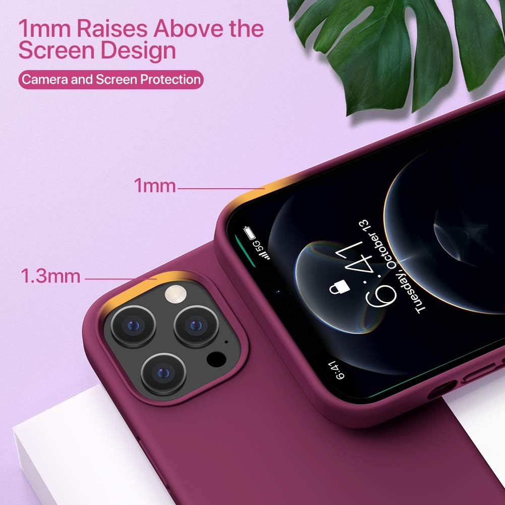 Miracase Compatible with iPhone 12 Pro Max Case, [Soft Anti-Scratch Microfiber Lining], Liquid Silicone Case Gel Rubber Shockproof Drop Protection Phone Case for 12 Pro Max, Wine Red