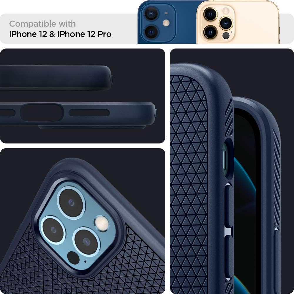 61Y9C4mnozL._AC_SL1000_ Spigen Liquid Air Designed for iPhone 12 / Designed for iPhone 12 Pro Case (2020) - Navy Blue