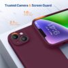 Miracase Designed for iPhone 14 Case,[Upgraded Enhanced Camera Protection],Shockproof Liquid Silicone Case with Microfiber Lining, 6.1 inch, Wine Red