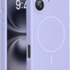 Miracase Magnetic for iPhone 16 Plus Case, [Soft Anti-Scratch Microfiber Lining], Compatible with MagSafe, Liquid Silicone Shockproof Drop Protection Phone Case for 16 Plus,Light Purple