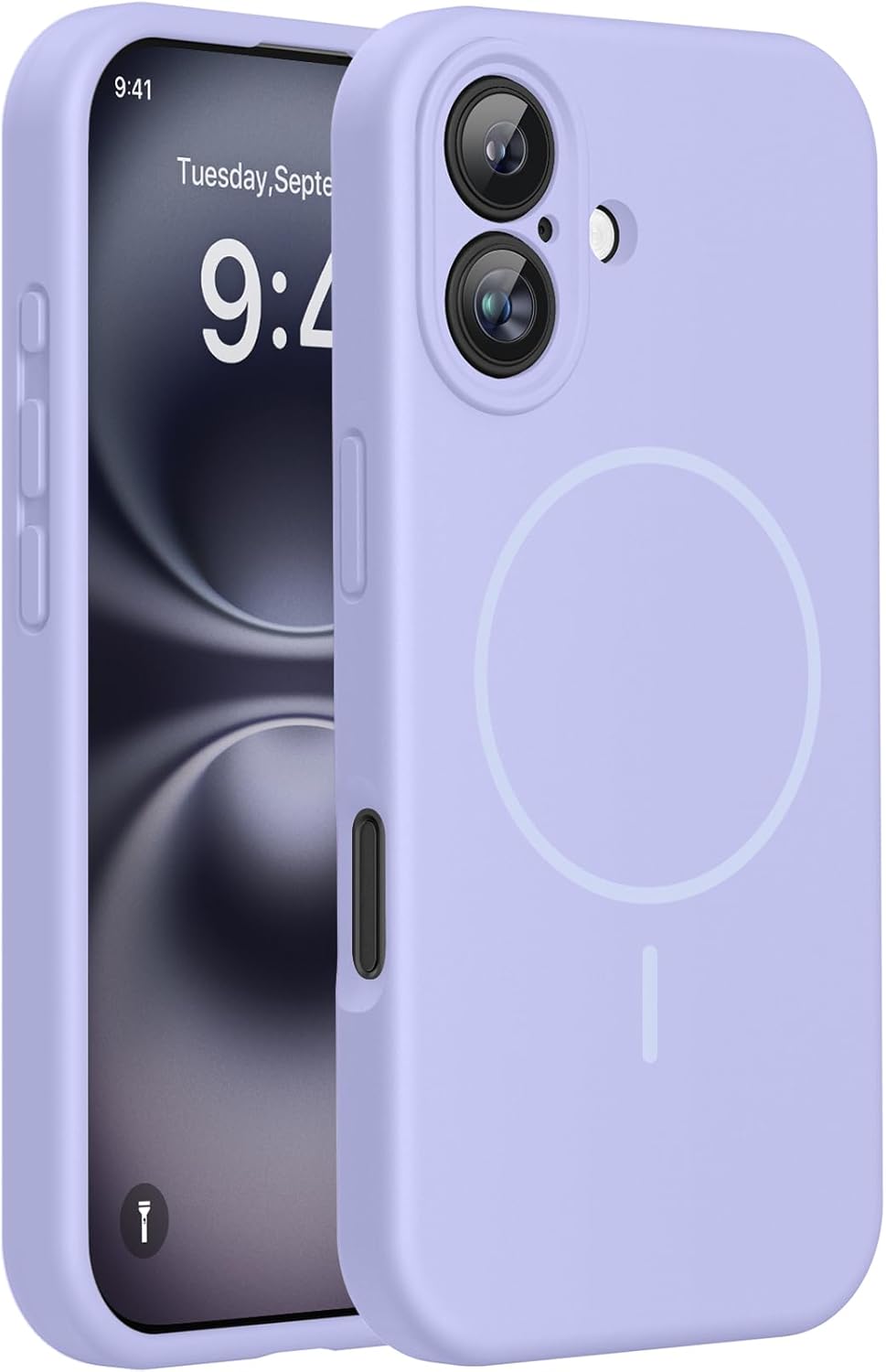 Miracase Magnetic for iPhone 16 Plus Case, [Soft Anti-Scratch Microfiber Lining], Compatible with MagSafe, Liquid Silicone Shockproof Drop Protection Phone Case for 16 Plus,Light Purple