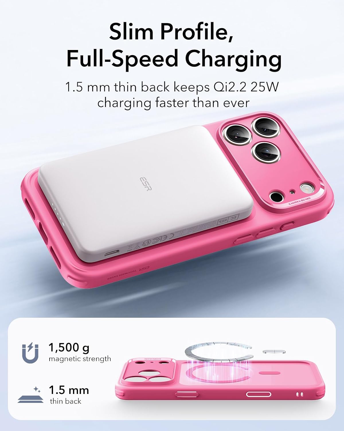 61Yp-IxUh9L._AC_SL1500_ ESR for iPhone 17 Pro Case, Camera Control Cover, Compatible with MagSafe, Shockproof Military-Grade Protection, Magnetic Phone Case for iPhone 17 Pro, Classic Hybrid Case, Frosted Pink