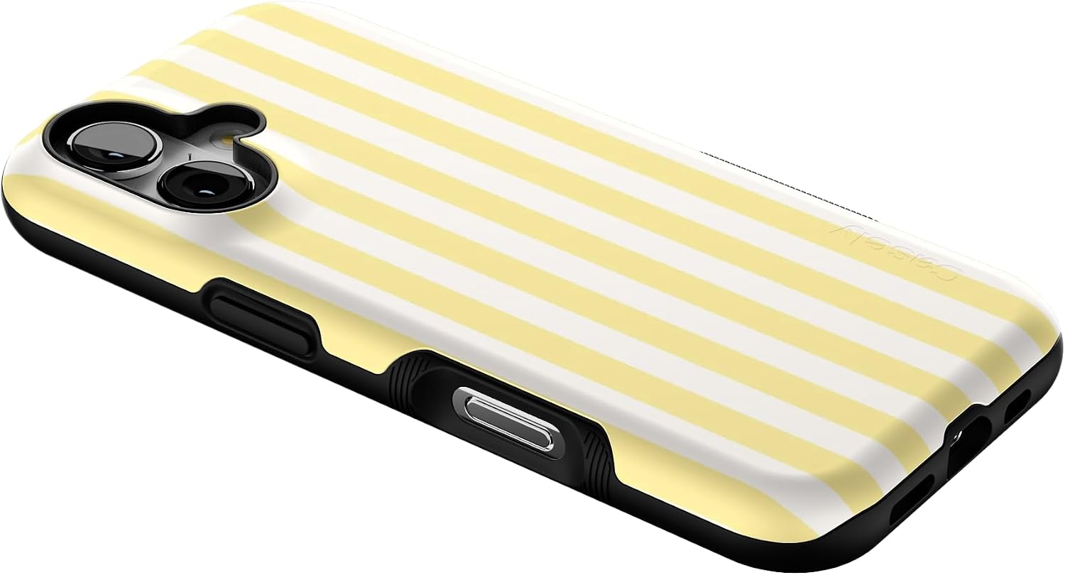 61ZQXliUfaL._AC_SL1500_ Casely iPhone 17 Case | Butter Yellow Stripes | Sunday Best | Bold Protective Design | Compatible with MagSafe